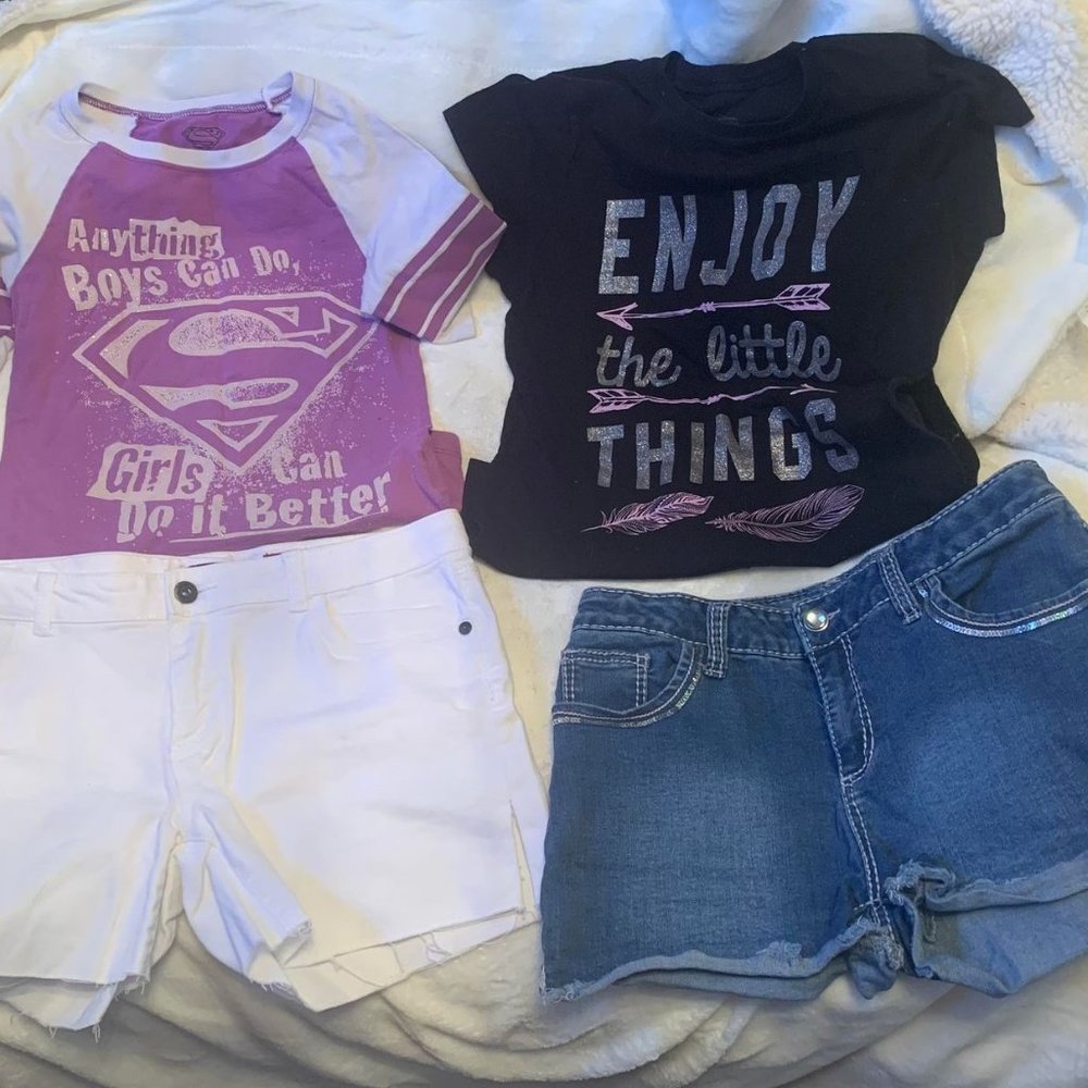 EUC Girls Size 14 Bundle 2 Shorts and 2 Tees